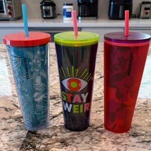 Starbucks Vibrant Tumbler Trio with Blue, Green, and Red
